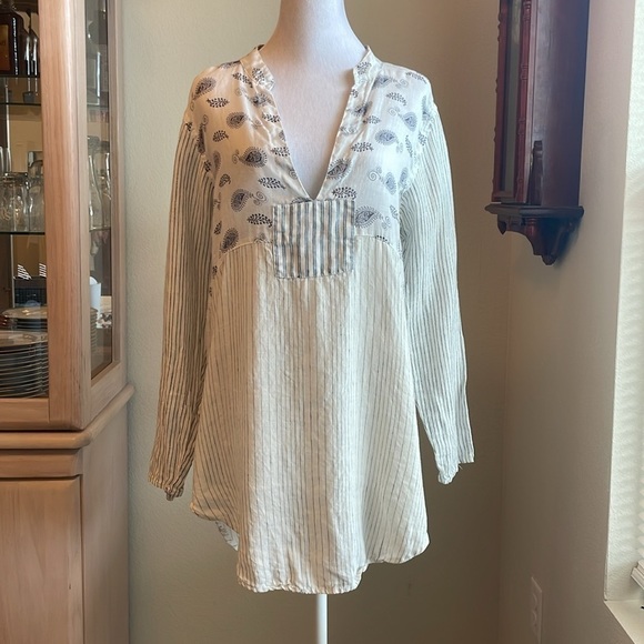 CP Shades long sleeves v neck 100% linen shirt oversized size small - Picture 1 of 7